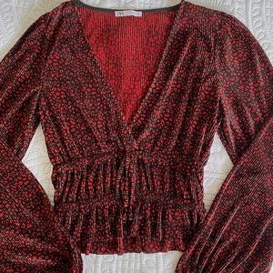 Zara V Neck Printed Blouse